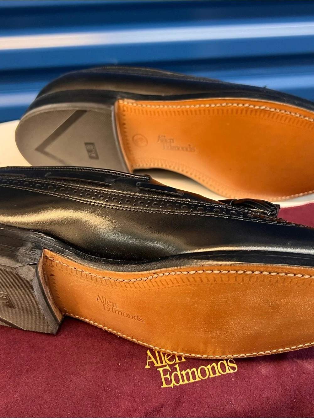 Allen Edmonds Black Leather Tassel Wingtip Loafers